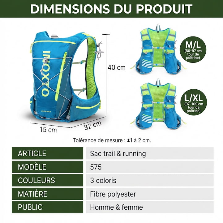 Gilet d’Hydratation Trail 5L — Respirant, Stable, Prêt pour la Montagne