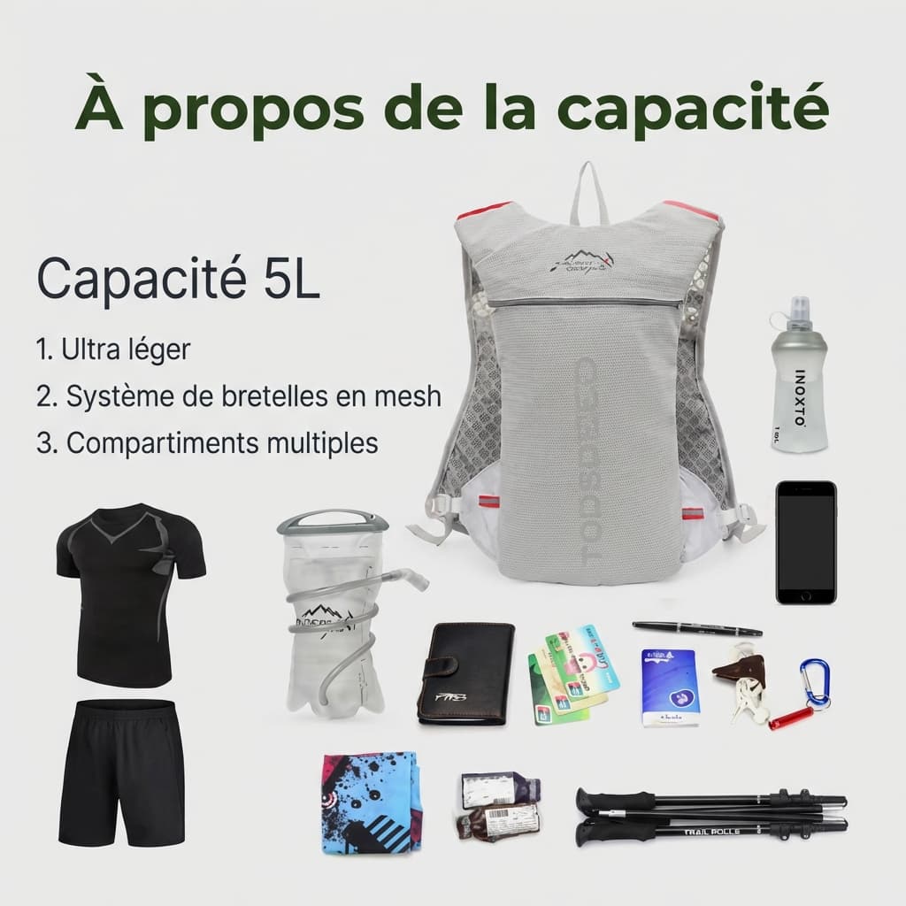 Sac d’hydratation Trail – Gilet respirant ultra léger