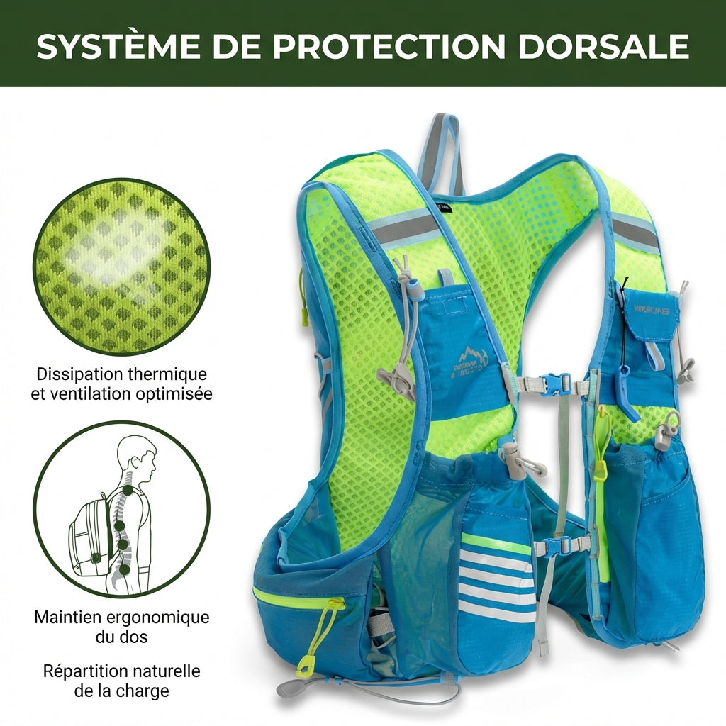 Gilet d’Hydratation Trail 5L — Respirant, Stable, Prêt pour la Montagne