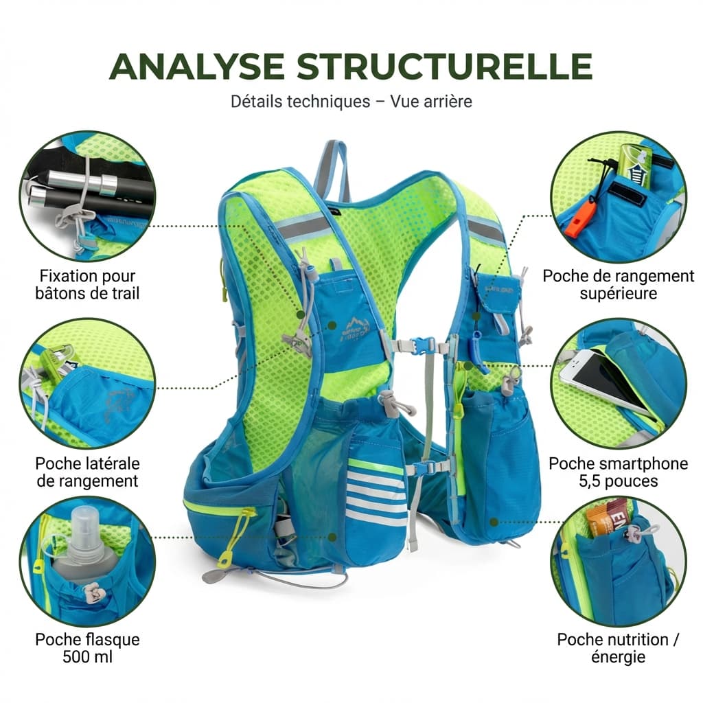 Gilet d’Hydratation Trail 5L — Respirant, Stable, Prêt pour la Montagne