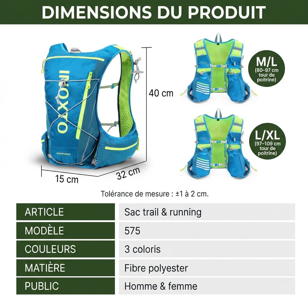 Gilet d’Hydratation Trail 5L — Respirant, Stable, Prêt pour la Montagne