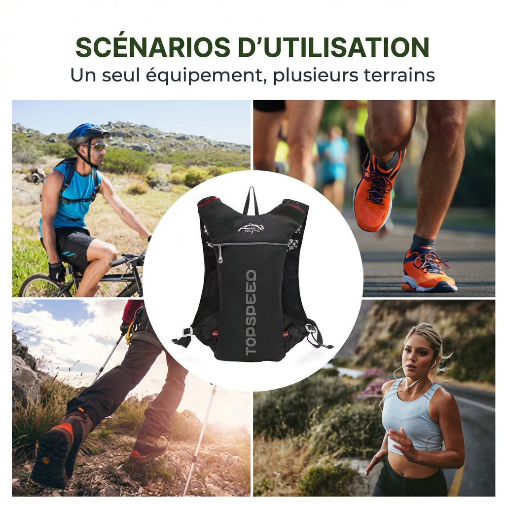 Gilet d’Hydratation Trail 5L — Respirant, Stable, Prêt pour la Montagne
